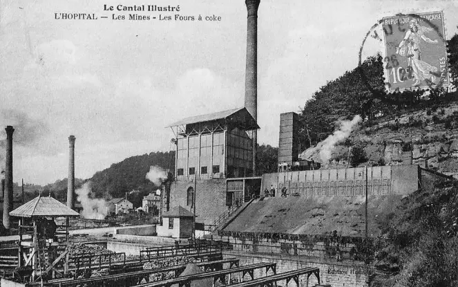 Carte postale ancienne des mines de Champagnac (Cantal)